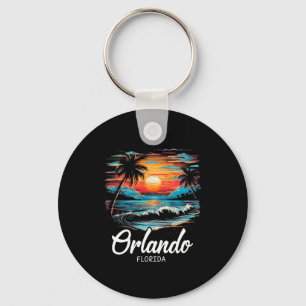 Family Vacation Retro Sunset Florida Orlando  Key Ring