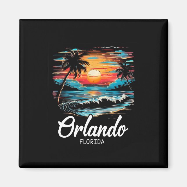 Family Vacation Retro Sunset Florida Orlando  Magnet (Front)