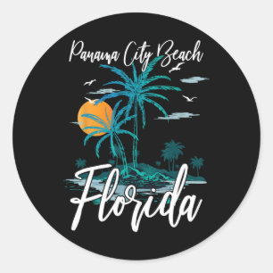 Family Vacation Retro Sunset Florida Panama City B Classic Round Sticker