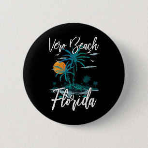 Family Vacation Retro Sunset Florida Vero Beach 6 Cm Round Badge