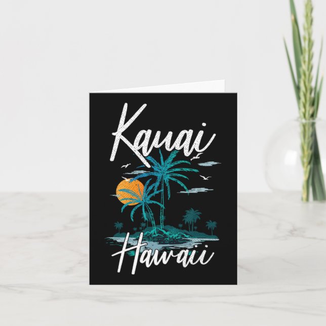 Family Vacation Retro Sunset Hawaii Kauai  Card (Front)