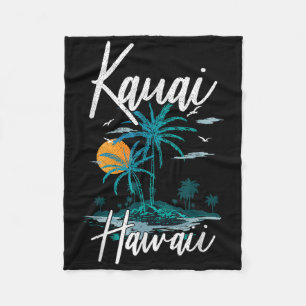 Family Vacation Retro Sunset Hawaii Kauai Fleece Blanket