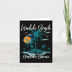 Family Vacation Retro Sunset Honolulu Hawaii Waiki Card