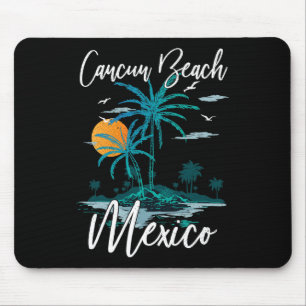 Family Vacation Retro Sunset Mexico Cancun Beach Mouse Mat