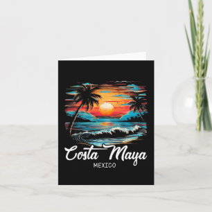 Family Vacation Retro Sunset Mexico Costa Maya Card