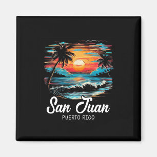 Family Vacation Retro Sunset Puerto Rico San Juan  Magnet