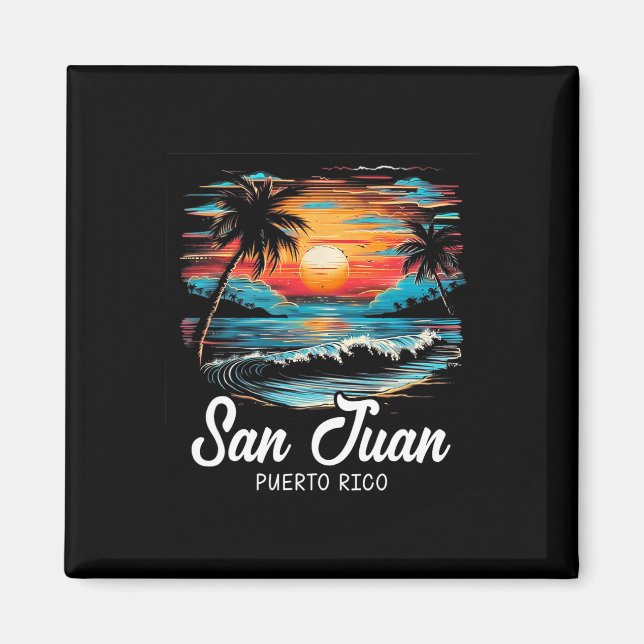 Family Vacation Retro Sunset Puerto Rico San Juan  Magnet (Front)