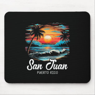 Family Vacation Retro Sunset Puerto Rico San Juan  Mouse Mat