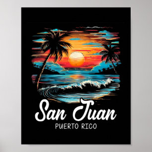 Family Vacation Retro Sunset Puerto Rico San Juan Poster