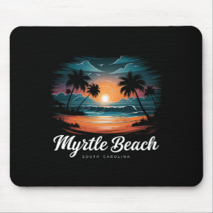 Family Vacation Retro Sunset South Carolina Myrtle Mouse Mat