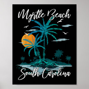 Family Vacation Retro Sunset South Carolina Myrtle Poster