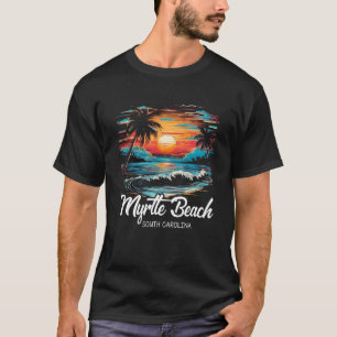 Family Vacation Retro Sunset South Carolina Myrtle T-Shirt