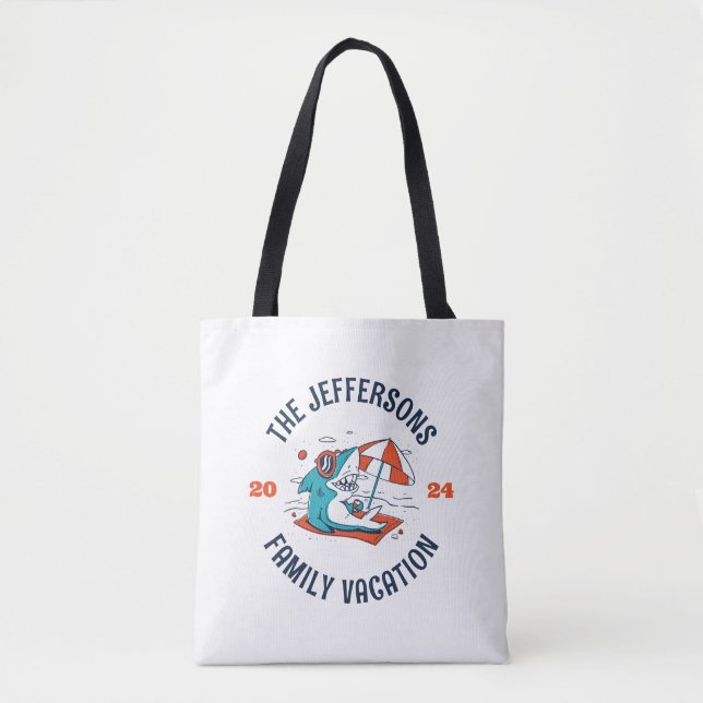 Family Vacation Reunion Holiday Trip Cute Shark Tote Bag (Front)