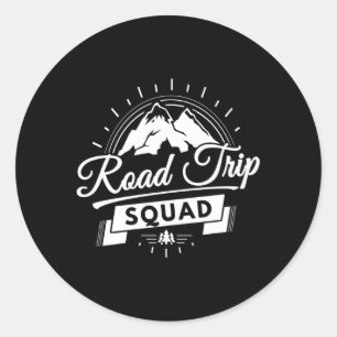 Family Vacation Road Trip Squad Mountains Classic Round Sticker