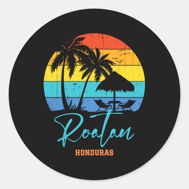 Family Vacation Roatan Honduras Beach Vacation Mat Classic Round Sticker (Front)
