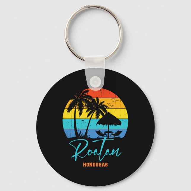 Family Vacation Roatan Honduras Beach Vacation Mat Key Ring (Front)