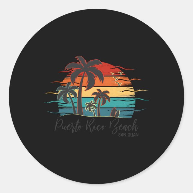 Family Vacation San Juan Puerto Rico Beach Classic Round Sticker (Front)