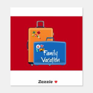Family Vacation, Suitcases Ready, Square Sticker