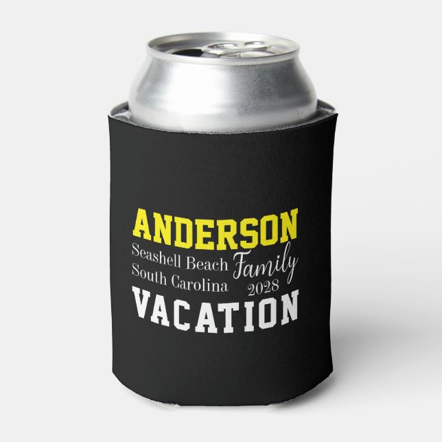 Family Vacation Summer Typography Can Cooler (Can Front)