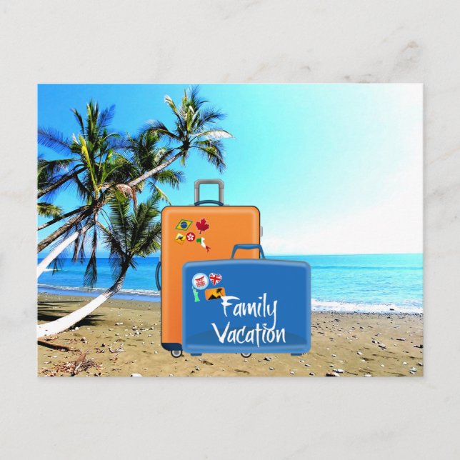 Family Vacation, tropical landscape, Postcard (Front)