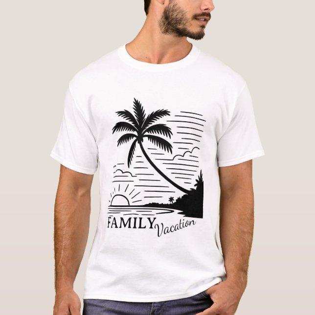 Family Vacation – Tropical Sunset Beach T-Shirt (Front)