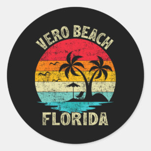Family Vacation Vintage Retro Florida Vero Beach  Classic Round Sticker