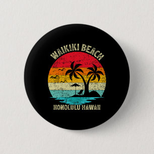 Family Vacation Vintage Retro Honolulu Hawaii Waik 6 Cm Round Badge