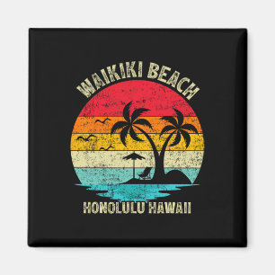 Family Vacation Vintage Retro Honolulu Hawaii Waik Magnet