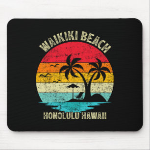 Family Vacation Vintage Retro Honolulu Hawaii Waik Mouse Mat