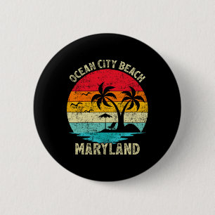 Family Vacation Vintage Retro Maryland Ocean City  6 Cm Round Badge