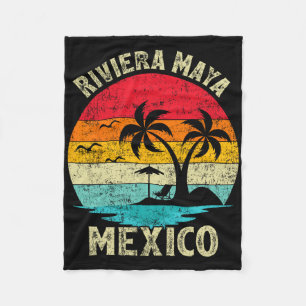 Family Vacation Vintage Retro Mexico Riviera Maya Fleece Blanket