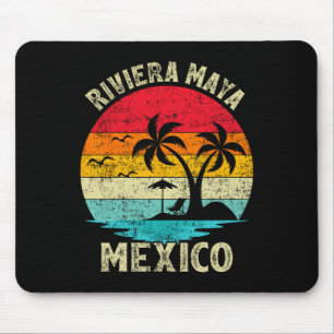 Family Vacation Vintage Retro Mexico Riviera Maya  Mouse Mat