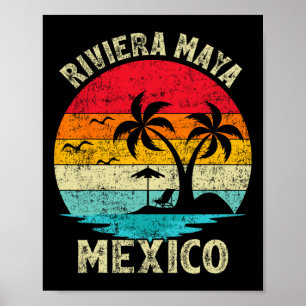 Family Vacation Vintage Retro Mexico Riviera Maya Poster