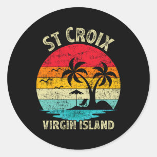Family Vacation Vintage Retro Virgin Island St. Cr Classic Round Sticker