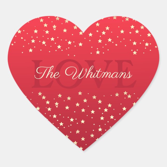 Family Valentine Personalised Red Heart Sticker (Front)