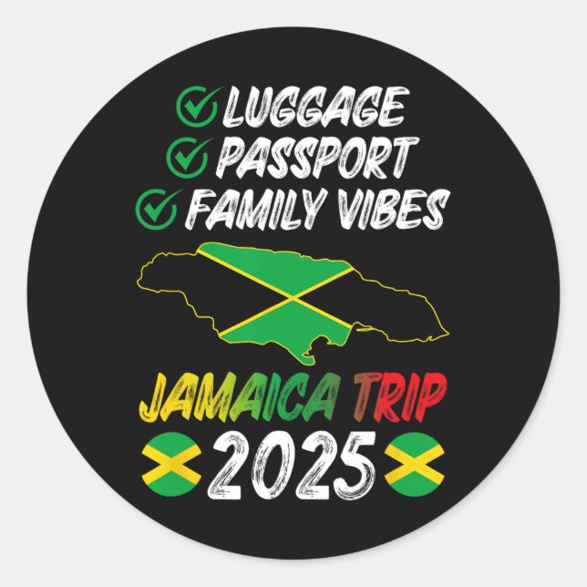 Family Vibes Jamaica Family Trip 2025 Jamaica Vaca Classic Round Sticker (Front)