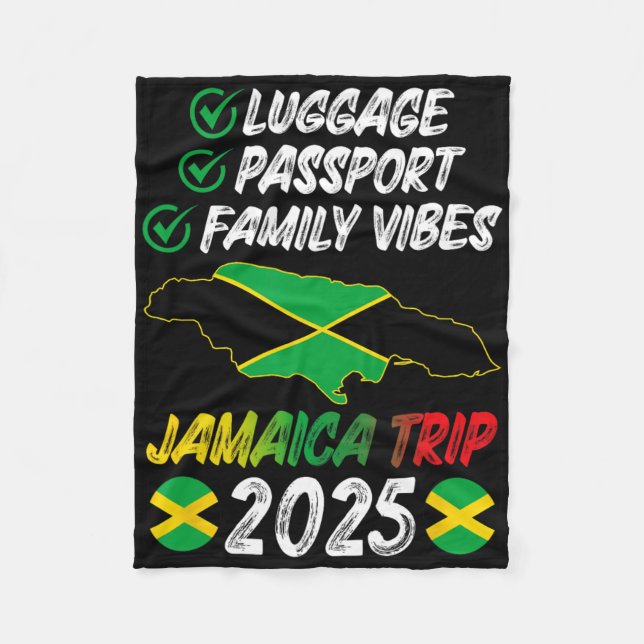 Family Vibes Jamaica Family Trip 2025 Jamaica Vaca Fleece Blanket (Front)