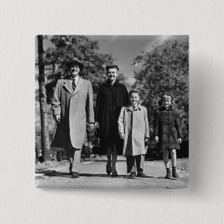 Family Walking 15 Cm Square Badge