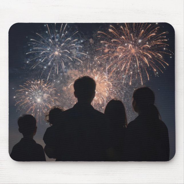 Family Watching Fireworks Display Mouse Mat (Front)