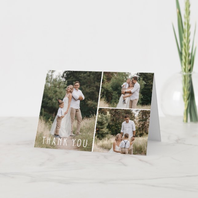 Family Wedding Photo Collage Thank You Card (Front)