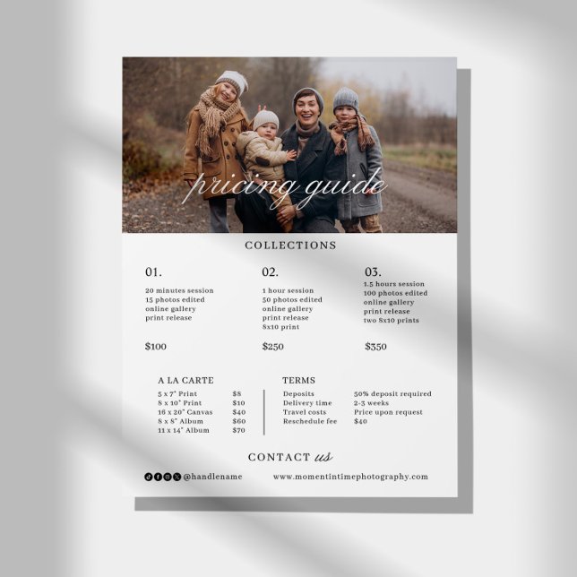 Family Wedding Photographer Photography Price List Flyer (Creator Uploaded)