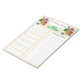 Family Weekly Meal Planner | Grocery List Notepad