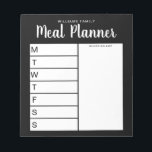 Family Weekly Meal Planner Notepad<br><div class="desc">Personalised Family Weekly Meal Planner. Create a custom weekly dinner planner for your family kitchen. Space to write meal plans for each day of the week. Also add groceries and more to the shopping list organiser. Features modern minimalist black and white design and pretty calligraphy script.</div>