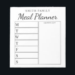 Family Weekly Meal Planner Notepad<br><div class="desc">Personalized Family Weekly Meal Planner. Create a custom meal planner for your family kitchen. Space to write meal plans for each day of the week. Also add groceries and more to the shopping list organizer. Features modern minimalist black and white design and pretty calligraphy script.</div>