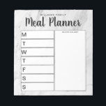 Family Weekly Meal Planner Notepad<br><div class="desc">Personalised Family Weekly Meal Planner. Create a custom meal planner for your family kitchen. Space to write meal plans for each day of the week. Also add groceries and more to the shopping list organiser. Features modern minimalist black and white design and pretty calligraphy script.</div>