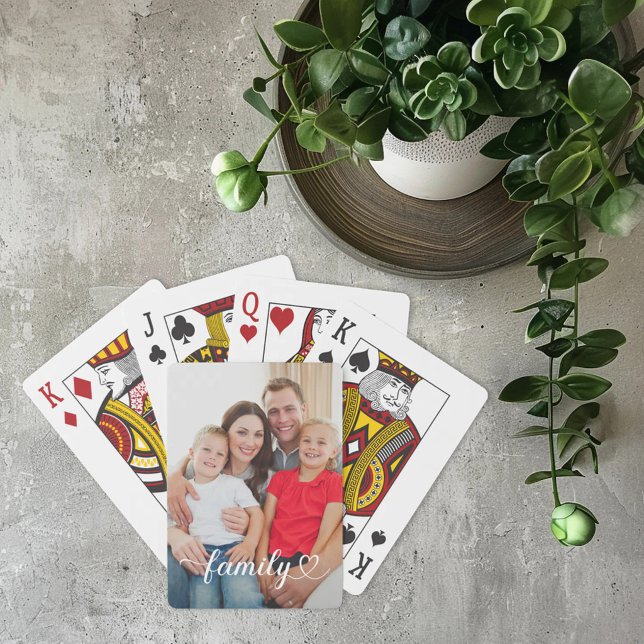 Family White Script Custom Photo Playing Cards (Creator Uploaded)