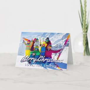 Family Winter Vacation Photo Merry Christmas Holiday Card