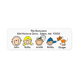 Family With Cat Address Labels