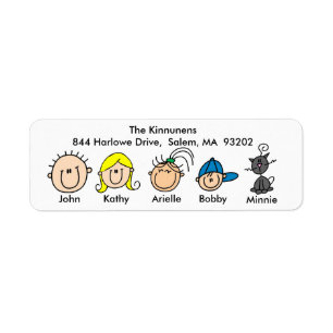 Family With Cat Address Labels