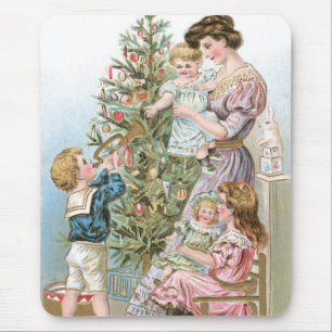 Family with Christmas Tree Mouse Mat